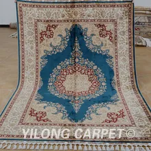 Yilong 5,6 'x8. 2' Античная ковер тавризский Шелковый Синий ручной работы ковер в восточном стиле(1847
