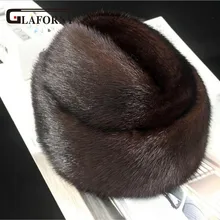 Glaforny мужские цельные шапки из натурального меха норки Роскошный натуральный мех шапки для русской зимы мужские теплые шапочки Skullies