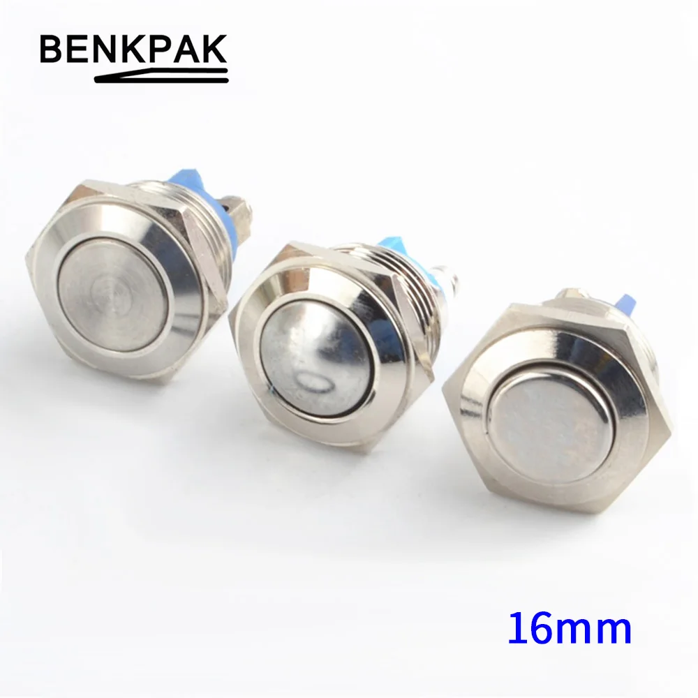 

1PC 16mm 1NO Self-Recovery Metal Doorbell Bell Horn Power Push Button Switch Screw Car Engine PC Power Reset Button 3 Styles