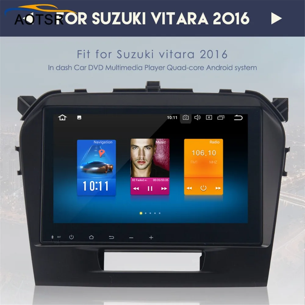 Discount 9"Android 8.0 Car GPS head unit for Suzuki Vitara 2016 2017 with Auto Stereo 4*50W MP4 Radio gps navigation Support WiFi 4G BT 1