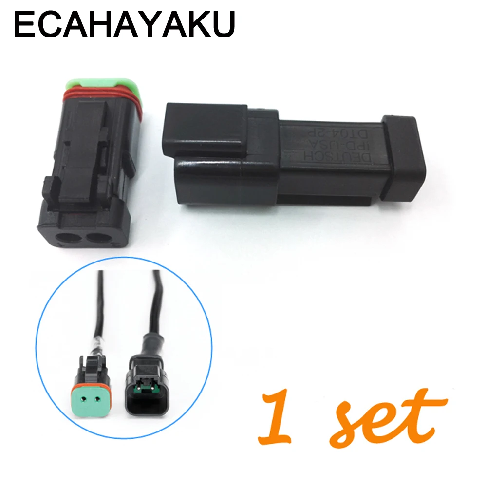 

ECAHAYAKU Black 1 sets Kit 2 Pin Waterproof Electrical Wire Connector Plug Deutsch connectors 22-16AWG DT06-2S DT04-2P off road