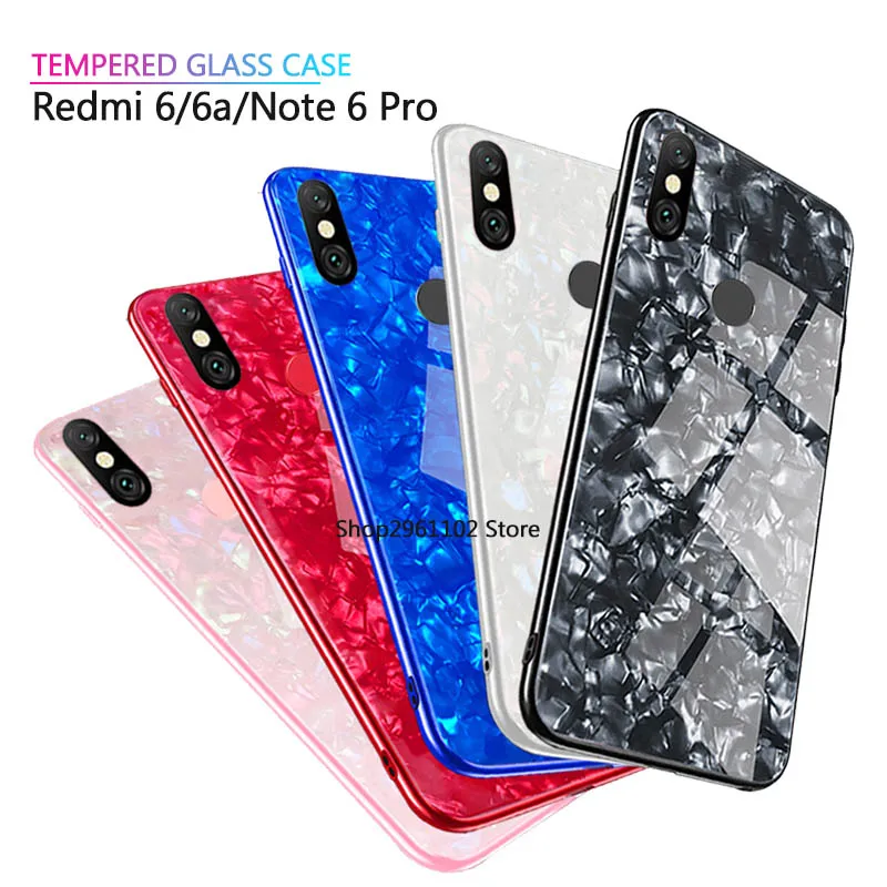 

Redmi 6a Case For Xiaomi Redmi 6 6a Note 6 Pro Cases Glass Protective Shell Cover on ksiomi note6pro 6pro a6 6 a Soft Edge case