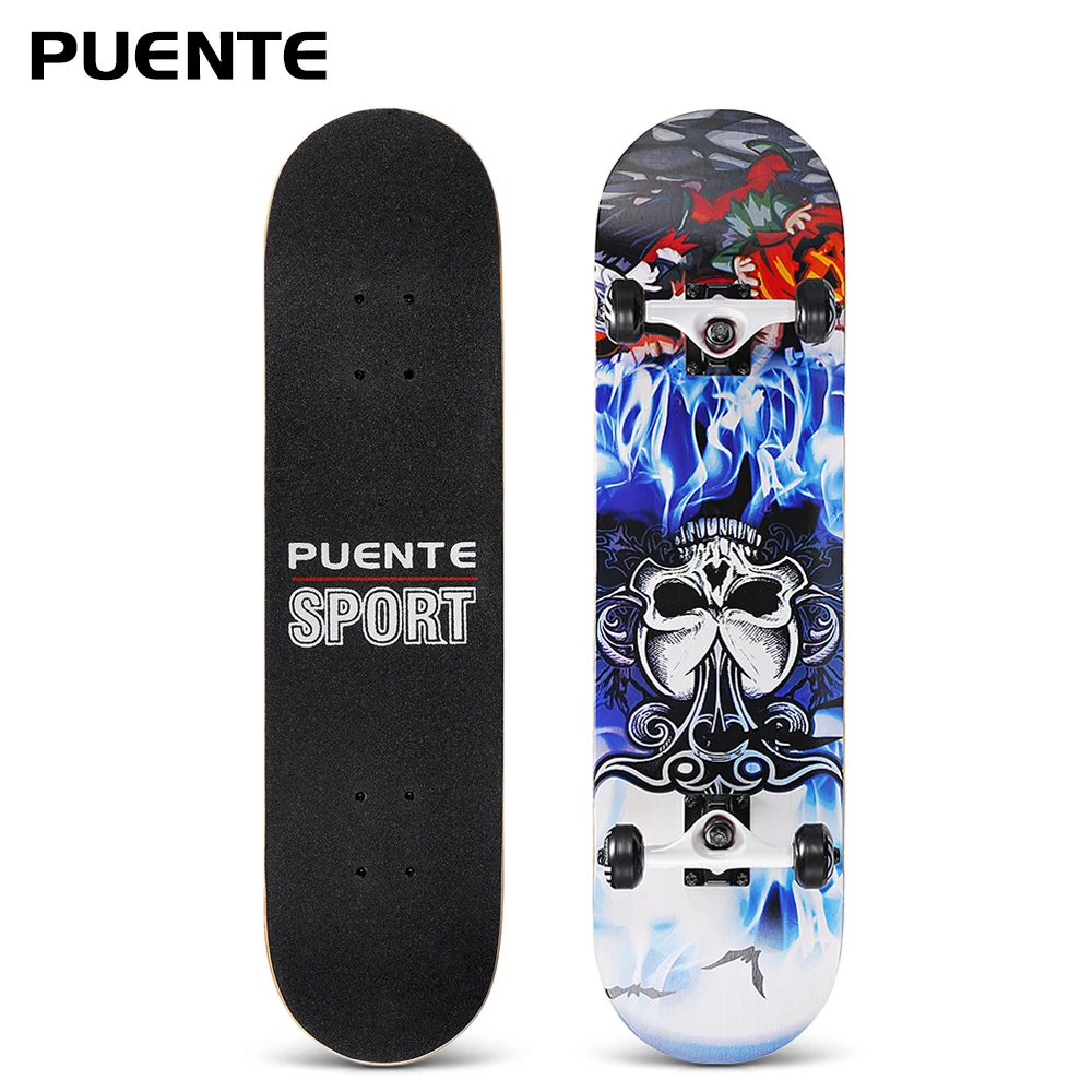 

PUENTE 31" Skate Board Skateboard 7-Layer Maple Wood Deck Kids Adults Beginners Longboard Long Board With T-Shape Tool