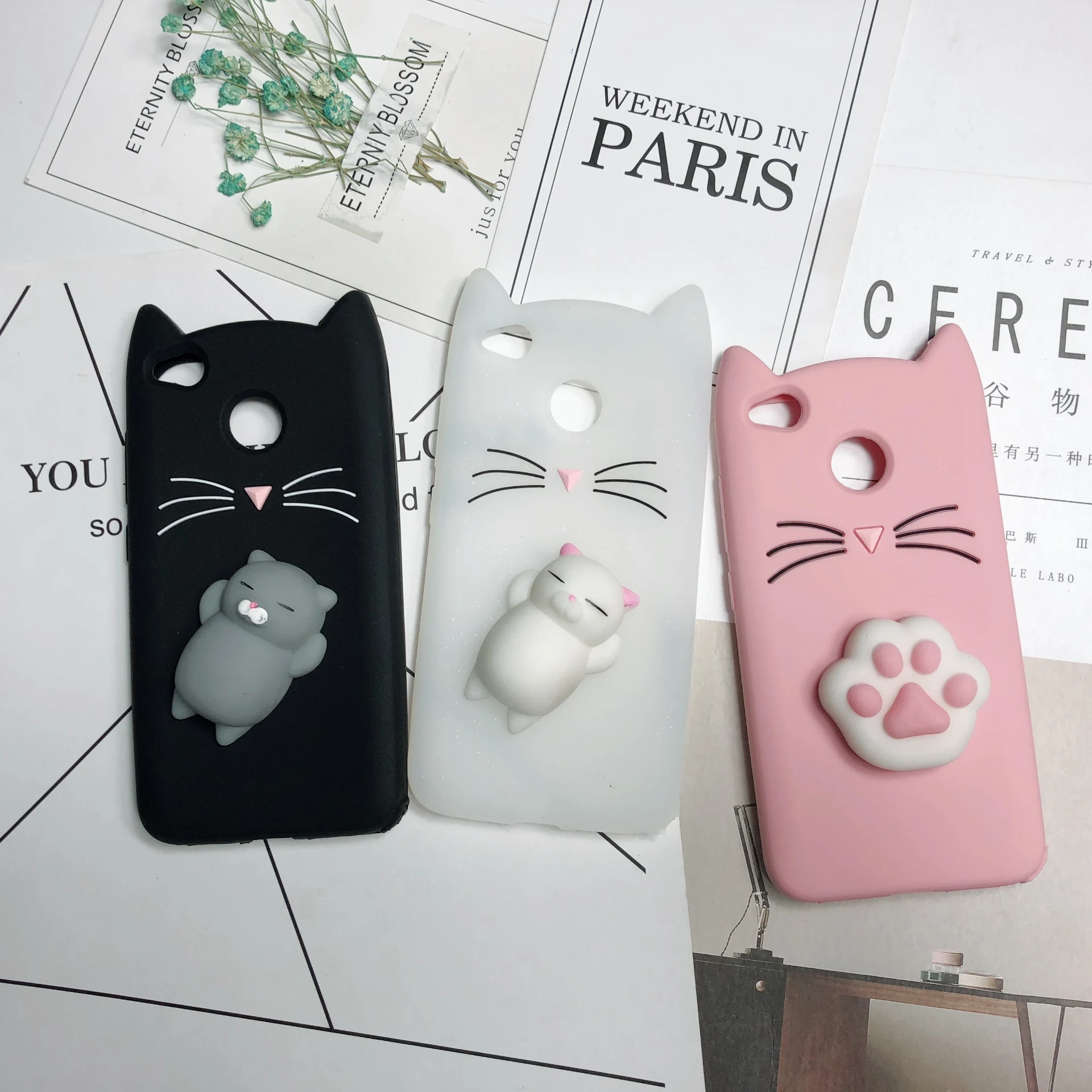 

XINKSD 3D Cute Cat Case Squishy Phone Case Lovely Soft Cat Cases For Xiaomi Redmi Note 3 4 4X 4A 5A 5 Pro Cover Coque
