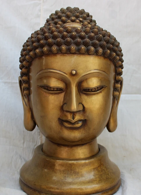 

Collectible bronze S1276 14" Folk Tibet Bronze Temple Pray Shakyamuni Joss Sakyamuni Buddha Head Statue (B0328)