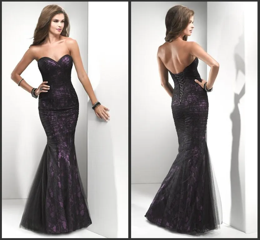 New Fashion 2014 Sweetheart Lace Mermaid Prom Dresses Open Back Women Dress Party Evening Elegant | Свадьбы и торжества