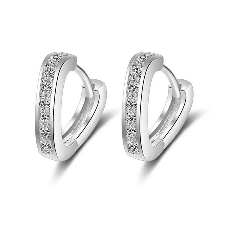 

Fashion Simple 925 Silver Heart Zircon Small Hoop Earring For Baby Girls Children Kids Cute Loop Huggie Earring Jewelry EH149