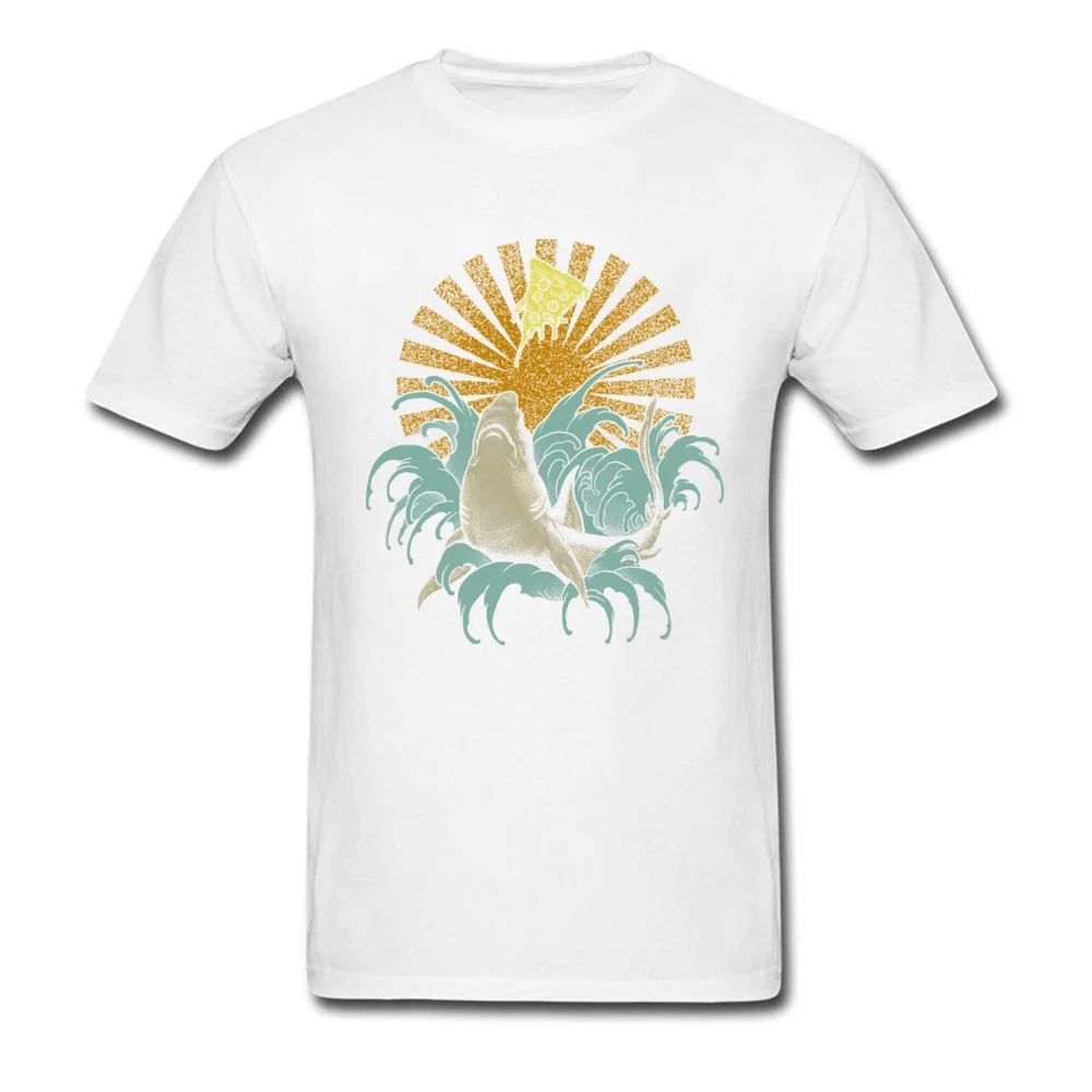 Shark pizza T Shirts for Men Casual Summer Tees Short Sleeve 2018 New Custom Tshirts Crew Neck Pure Cotton Free Shipping Shark pizza white