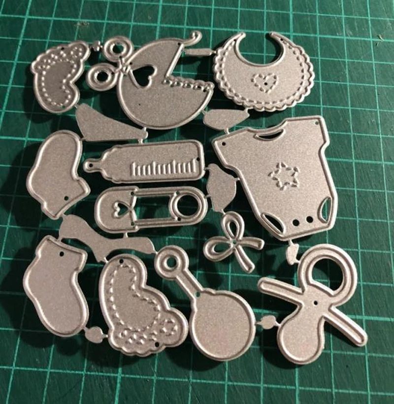 

12pcs/lot Baby Set Metal Cutting Dies Stencils For Scrapbooking DIY Album Cards Decoration Embossing Folder Die Cutter Template