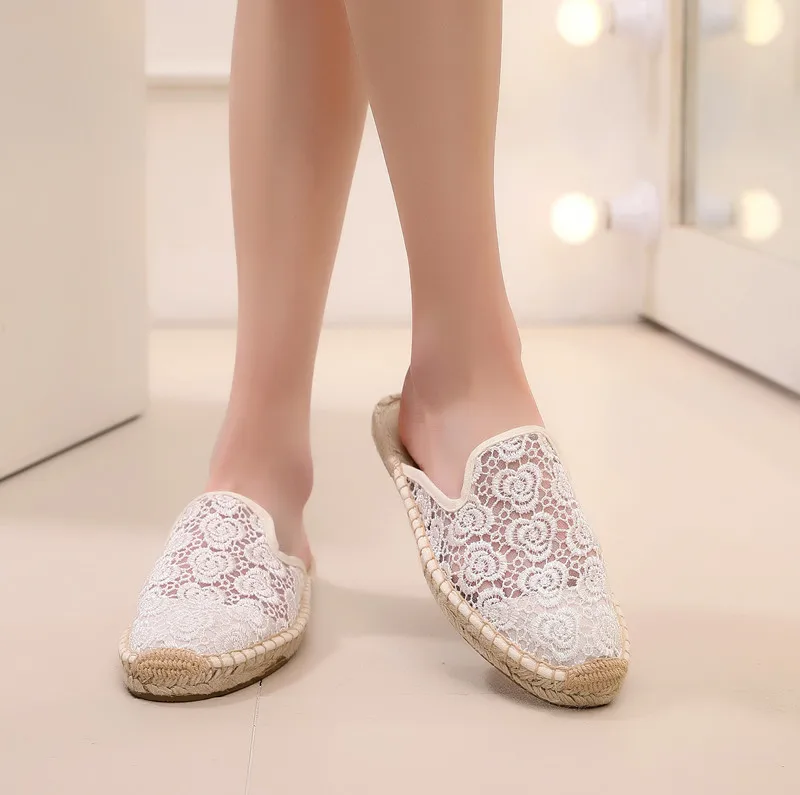 Summer Lace Espadrilles Flat Shoes Women Casual Fisherman Flats Ladies Breathable Lightweight Lazy Loafers New Female Hemp Shoes (3)