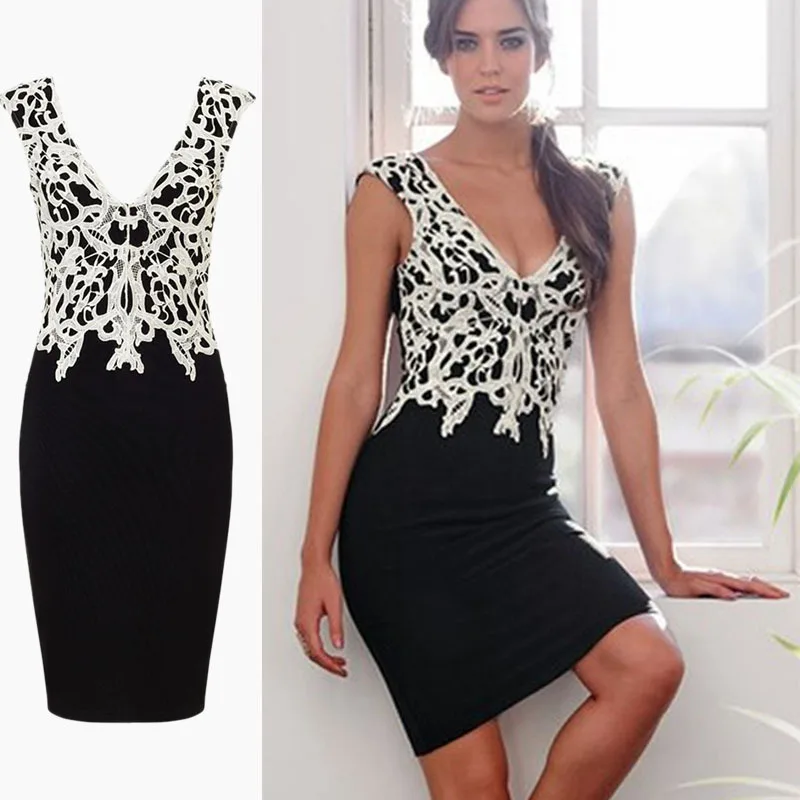 Black and White Lace Dress