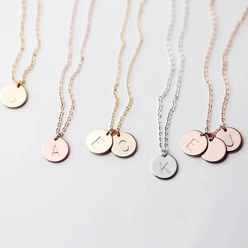 Letters Disk Necklace Handmade Rose Gold Choker 10mm Pendant Kolye Collares Jewelry Riverdale 925 Sterling Silver Collier Femme