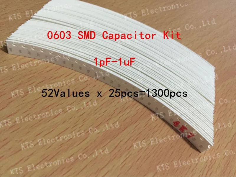 0603 SMD Capacitor Kit assorted kit 1pF1uF,52values*25pcs=1300pcs