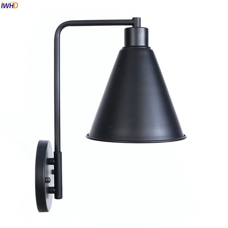 IWHD Black Retro Vintage Wall Light Fixtures Bedroom Living Room Loft Industrial Antique Edison LED Wall Lamp Home Lighting