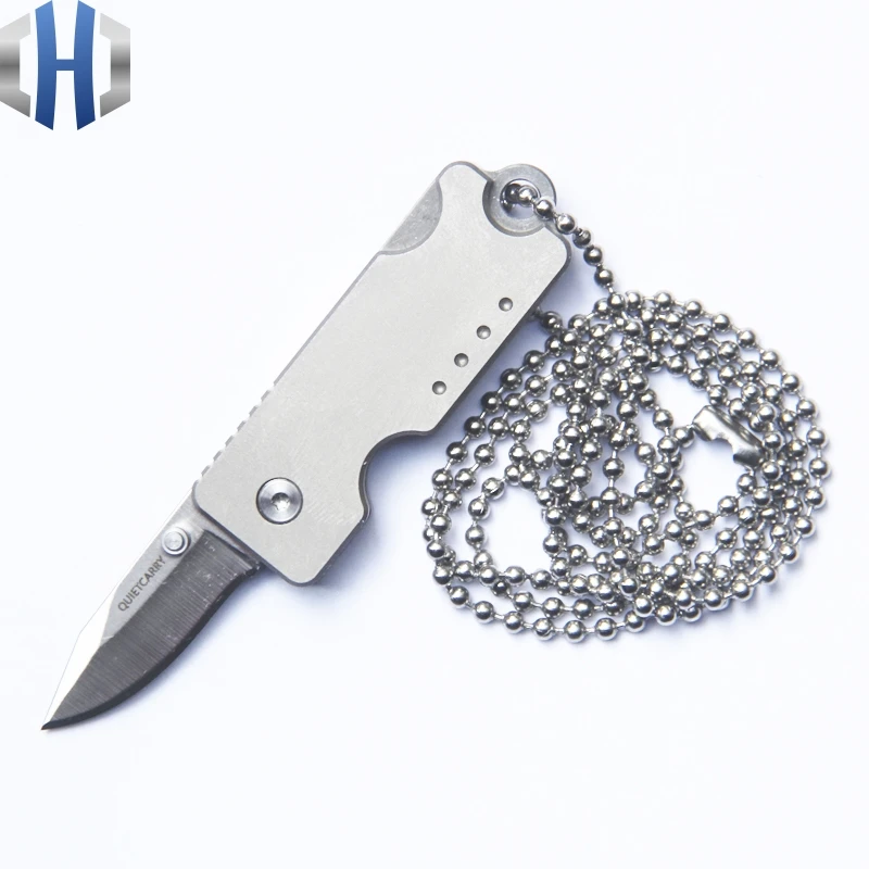 Silver EDC маленькая Серебряная рыба ожерелье нож Быстрый нож многофункциональный карманный складной ключ нож титановый сплав TC4+ лезвие AUS8 - Цвет: Silver