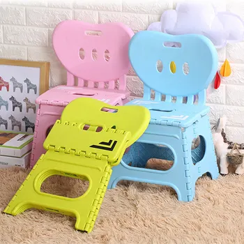 

Thickened Folding Stool Plastic Backrest Portable Home Chair Creative Kindergarten Small Bench Children Plastic Chair