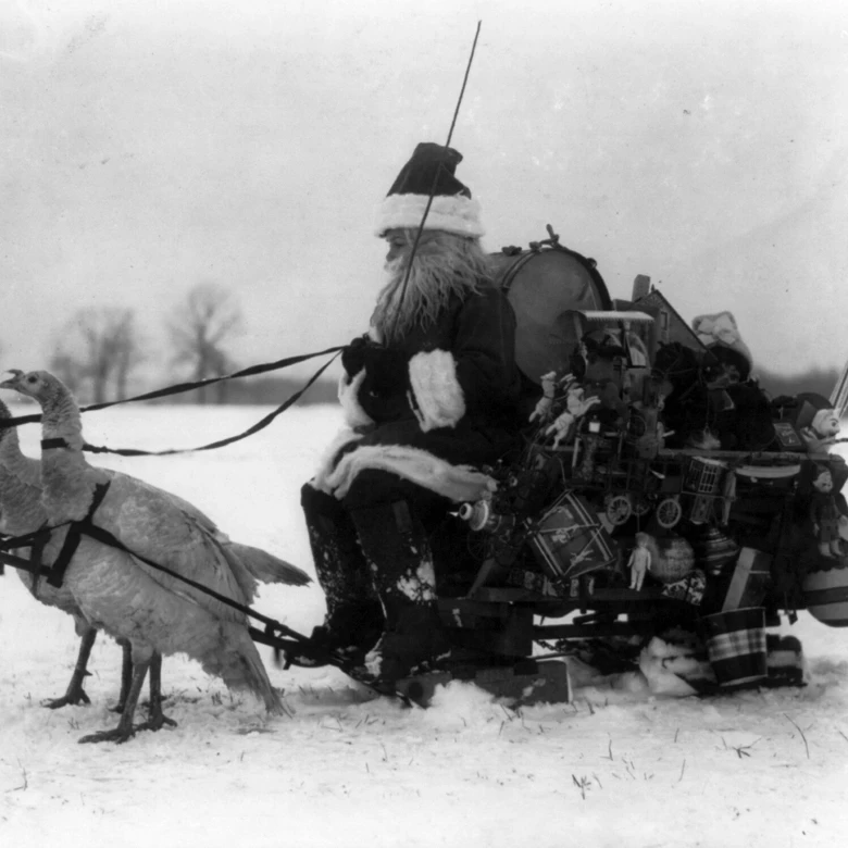 Santa Claus and Sled Drawn by White Turkeys Poster Print by Science Source (36 x 24)