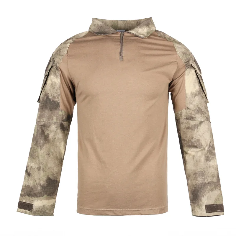 Мультикам Униформа Военная футболка с длинным рукавом для мужчин камуфляж армейская боевая рубашка страйкбол Пейнтбол Одежда тактическая рубашка - Цвет: AT