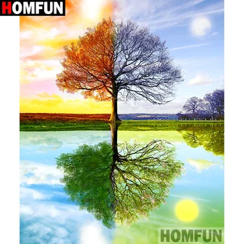 

HOMFUN Full Square/Round Drill 5D DIY Diamond Painting "Four season tree" Embroidery Cross Stitch 5D Home Decor Gift A16979