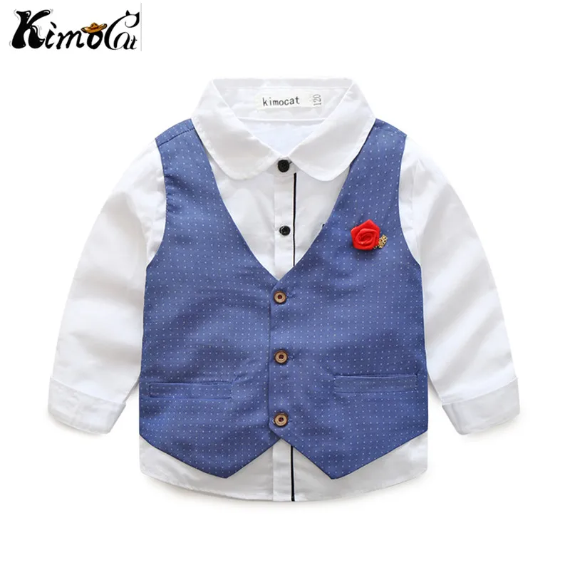 Kimocat جديدة عالية الجودة الربيع والخريف الفتيان السترة السادة الزهور التلبيب في عارضة دعوى 3 قطع (سترة + قميص + بنطلون)
