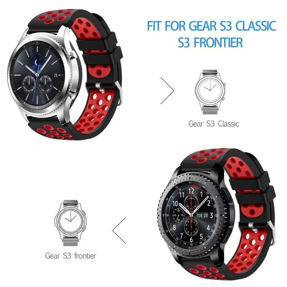 Ремешок силиконовый для samsung Galaxy watch 3 45 мм 46 gear s3 Frontier/Classic резиновый браслет
