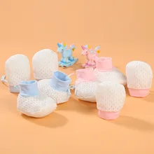 Летние детские перчатки хлопковые мягкие царапины против царапин для новорожденных детские варежки носки набор 0-3 месячный ребенок поставки