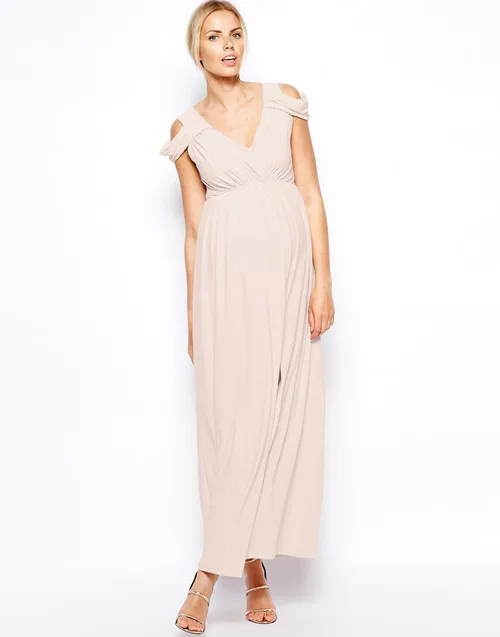 День матери тенсель плюс размер свободные v-образным вырезом с открытыми плечевые накидки Вечерние платья для беременных женщин элегантное платье для беременных - Цвет: Pink