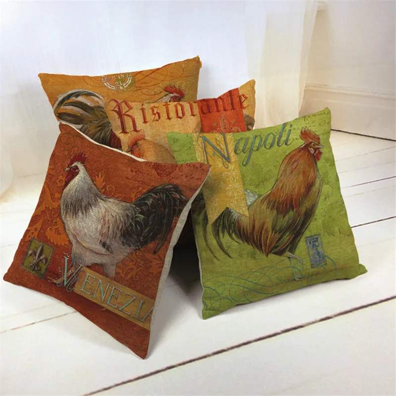 

Comfortable Animals Cushion Covers Mr Cock Hen Pillowcase Wedding Birthday Gifts Linen Chicken Houseware Decorative Throw Pillow