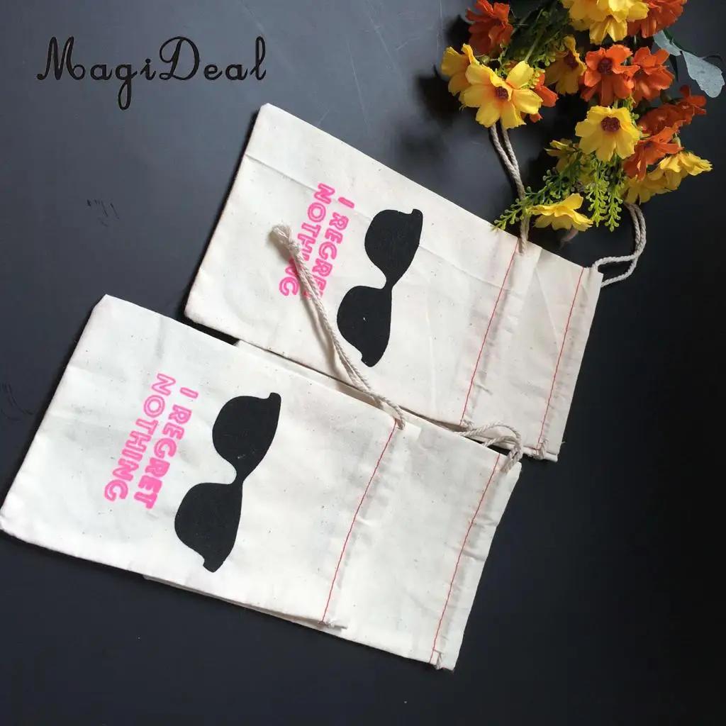 MagiDeal 10x I REGRET NOTHING Cotton Muslin Favor Bags Bachelorette Party Hangover 