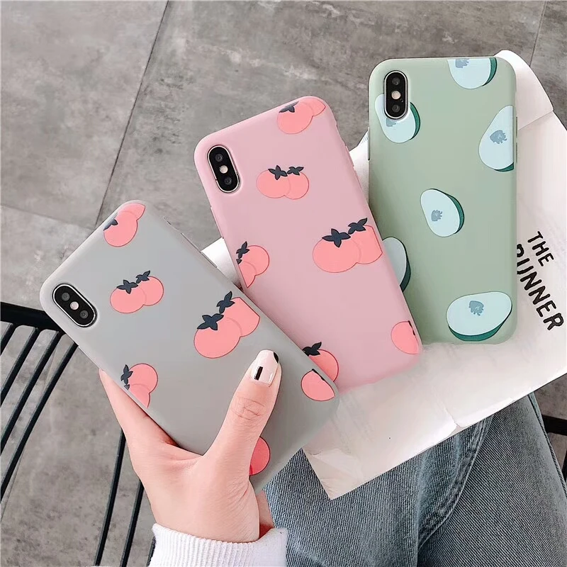 

Gimfun Summer Fresh Fruit peach Case for Iphone Xr Xs Xsmax 6s 7 8 Plus Soft Tpu Silicone Phone Cases Coque Capa