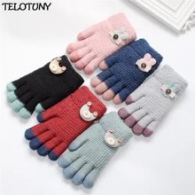 TELOTUNY/ г.; модные теплые вязаные варежки для маленьких мальчиков и девочек с рисунком пальцев; перчатки; IU20