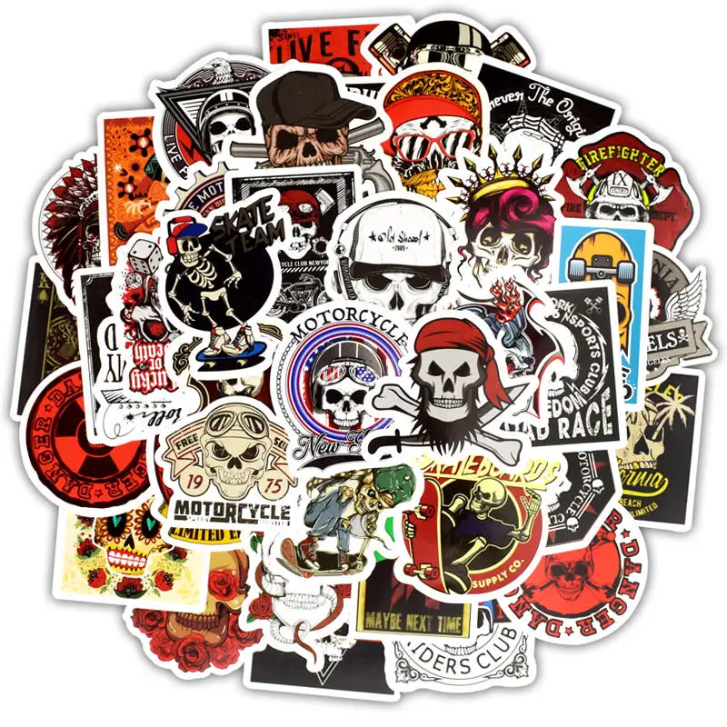 

50pcs/pack mixed spoof horror skull compute stickers vinyl laptop skin graffiti stickers for moto car &suitcase MacBook stickers