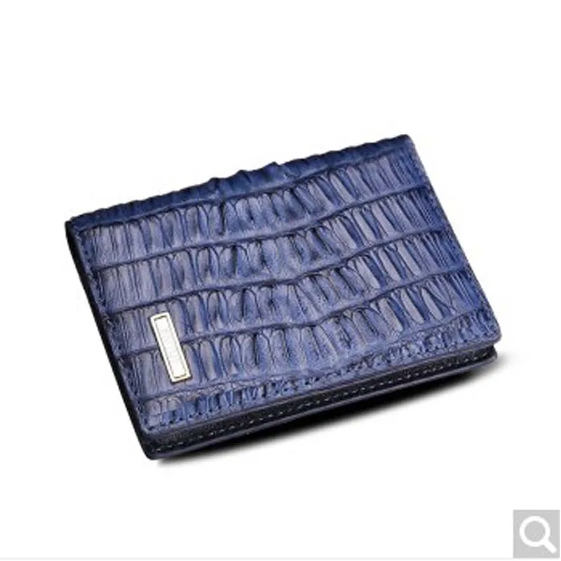 

2018 Beijue Crocodile skin business men clutch Bag Leather card bag business card holder Blue