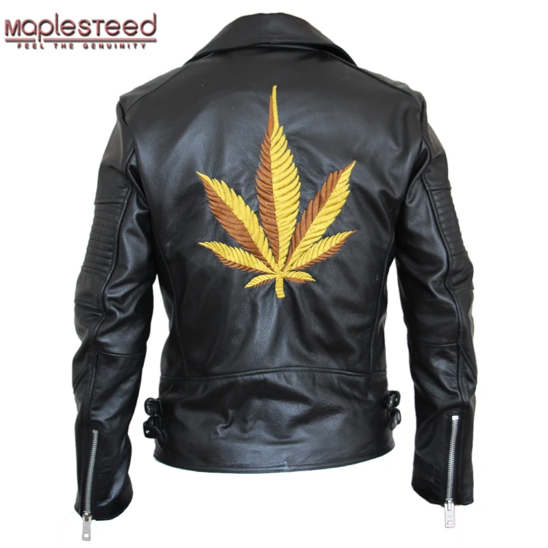 Mapesteed мотоциклетная куртка мужская вышивка Кленовая кожаная куртка коровья кожа куртка моторная Мужская байкерская куртка одежда для влюбленных M109