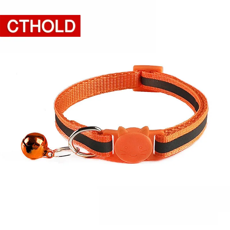 CTHOLD 100Pcs Reflective Easy Wear Cat Dog Pet Collar with Bell Adjustable Buckle Dog Collar Cat Puppy Pet Supplies Accessories