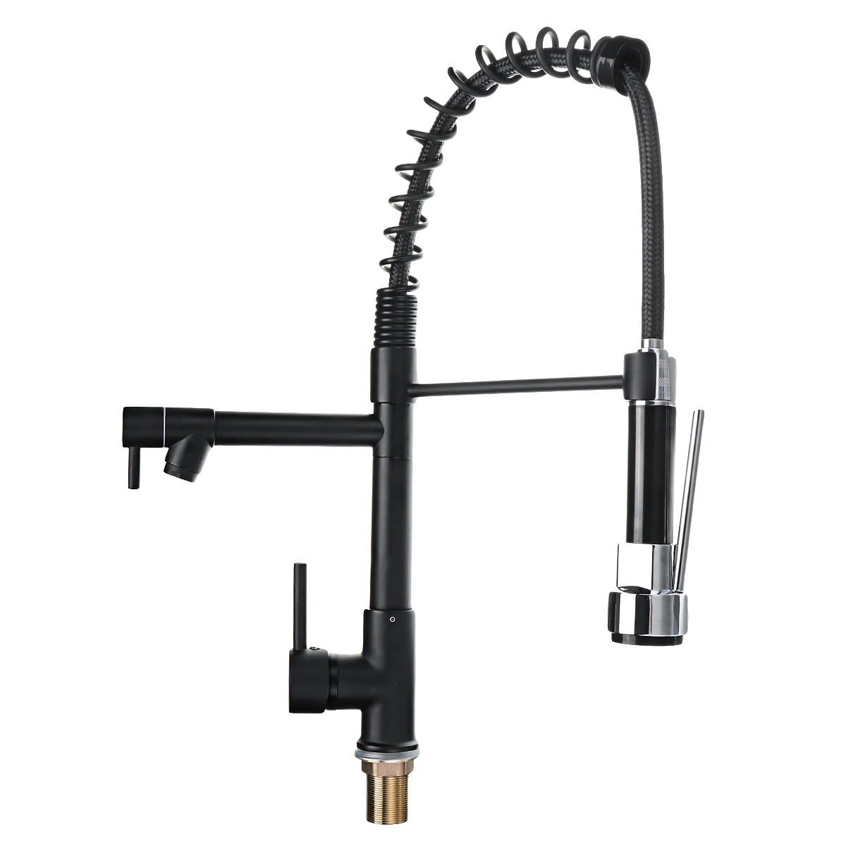 

Black Chrome Kitchen Faucet Tap Two Spouts Extensible Spring Mixer Tap Pull Down Kitchen Sink Basin Tap Single Handle