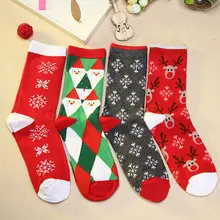 Kawaii Cute Socks Women 1 Pair Warm Cotton Cartoon Printed Sock Harajuku Christmas Santa Claus Snowflake Funny Socks Gift W2-3
