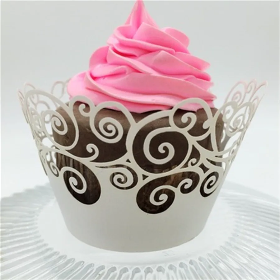 120pcs Creative Lace Laser Hollow Cupcake Paper Cups Round For Cupcake
