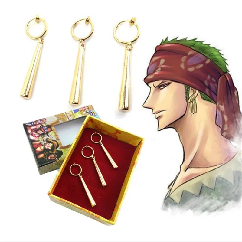 

BOOCRE Anime One Piece Cosplay Roronoa Zoro Earring Three Pendant Earbob Unisex Adult Beautifully Boxed