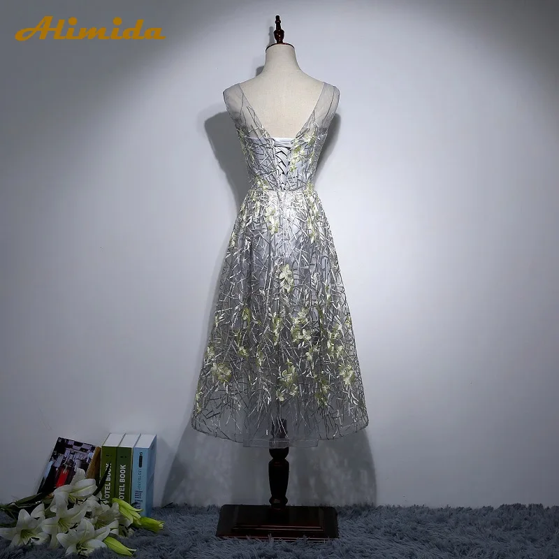 ALIMIDA robe de soiree, вечерние короткие платья,, Серебряное платье с корсетом на спине, свадебные вечерние платья с аппликацией, платье для выпускного вечера