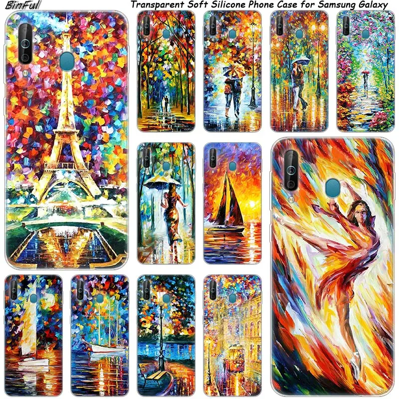 

Hot Colorful oil painting Silicone Phone Case For Samsung Galaxy A80 A70 A60 A50 A40 A40S A30 A20E A2CORE M40 Note 10 Plus 9 8 5