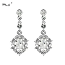

Miallo Fashion Water Drop Flower Long Dangle Earrings Women Wedding Jewelry Bridal Bride Bridesmaids Crystal Drop Earrings
