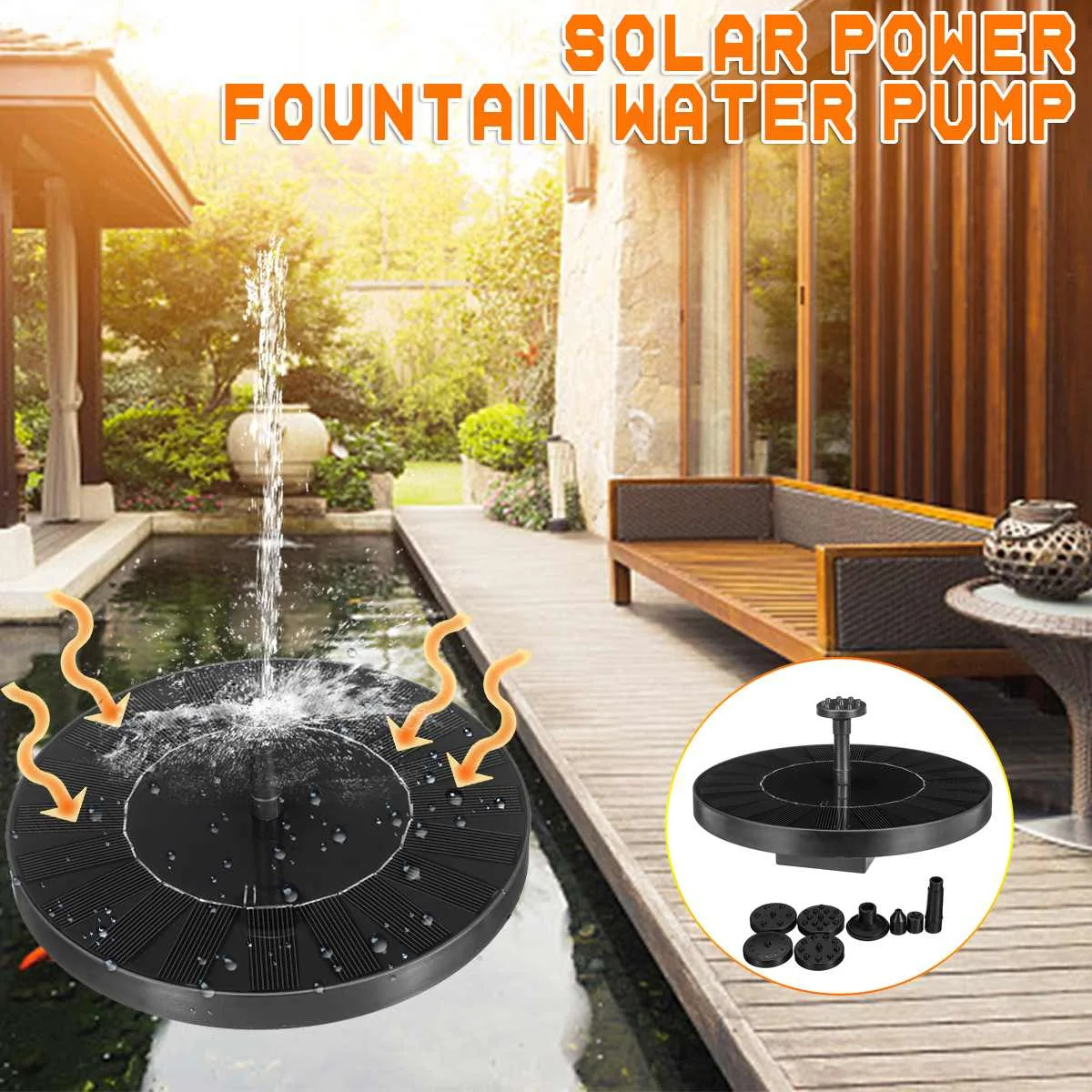

AUGIENB Solar Water Floating Pump Fountain 1000mAh Pool Solar Garden Fountain Artificial Outdoor Fountain Solar Pump Kit Set