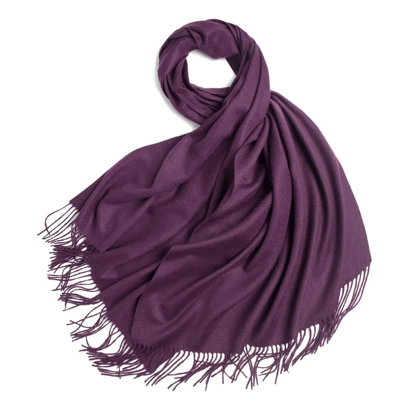 Кашемировый шарф для женщин длинный женский зимний теплый шарф чистый кашемировый шарф теплая накидка s шаль большой шарф - Цвет: Purple