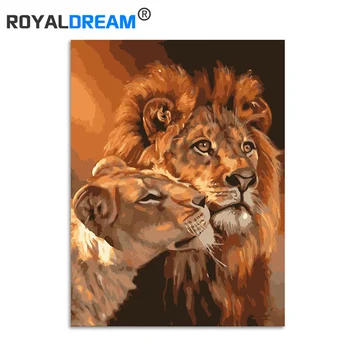 

ROYALDREAM Dependent Lion Animalst Painting Diy Digital Painting By Numbers Modern Wall Art Picture For Home Wall Artwork