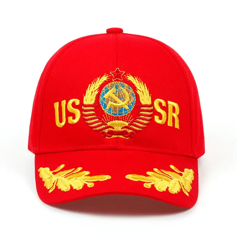 CCCP СССР русский стиль бейсболка унисекс черный красный хлопок snapback Кепка с 3D вышивкой лучшее качество шляпы - Цвет: red  USSR