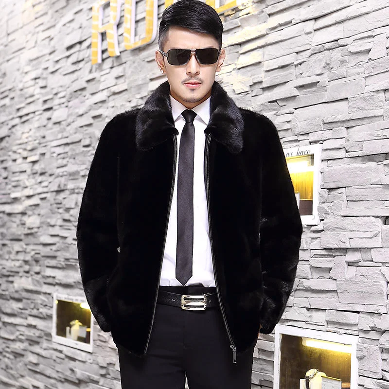 

Mink coat men's overalls faux fur water mink fur coat imported conventional new fur coat HN224