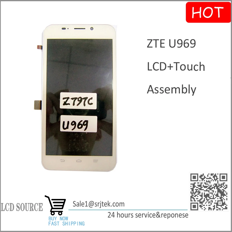 

100% NEW LCD Display Touch Screen With Frame Assembly For ZTE U960 White Color Free Tracking