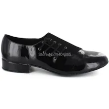 KEEWOO Танцевальная обувь из черной лакированной кожи и нубука для бальных танцев мужская обувь на низком каблуке