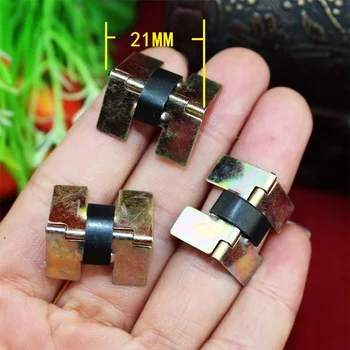 

Yellow Metal Cabinet Luggage Mini Hinge,Make Up Box Decoration Hinge with Springs,Antique Vintage Old Style,21*13mm,50Pcs